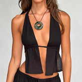 BXOXO Punk Gothic Summer Blouses Female Open Sexy Camisole Women Halter Crop Tops Sexy Sleeveless Black Tank Slim Fit Casual Vest